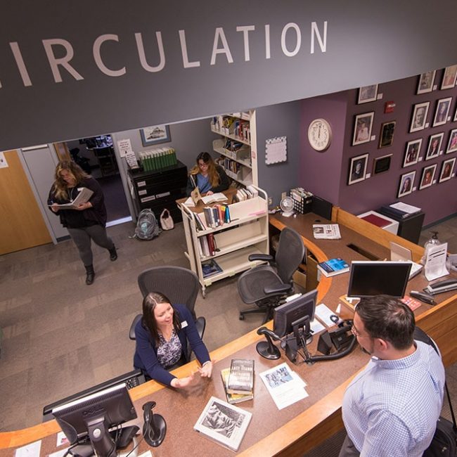 UMA Katz Library Circulation Desk