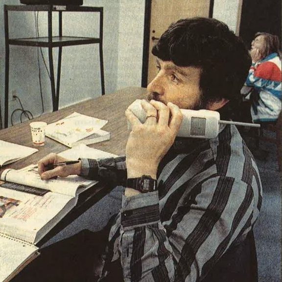 Saco student attending class via ITV, 1995