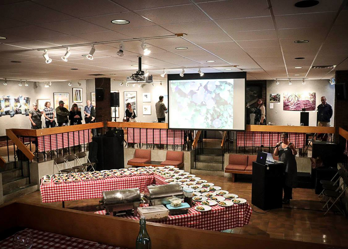 a dinner in the danforth gallery celebrating four retiring art faculty members