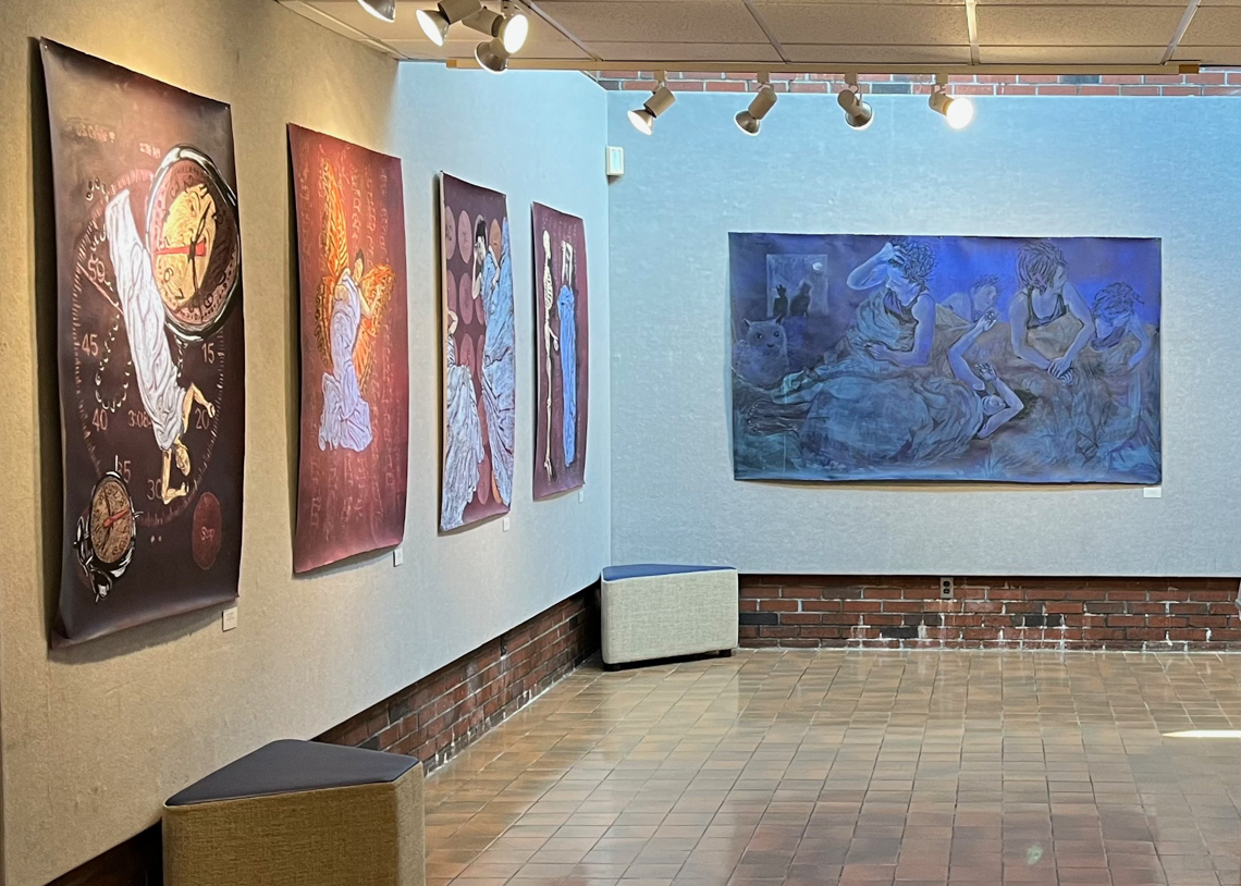 installation view of sally wagley s works in the 2022 uma senior thesis exhibition start to finish