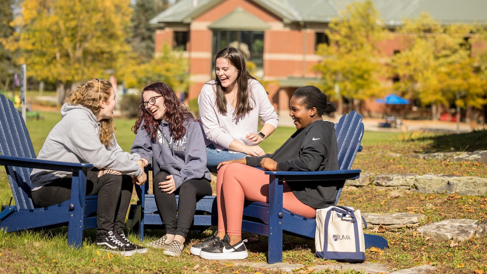 UMA students on the campus green in Fall