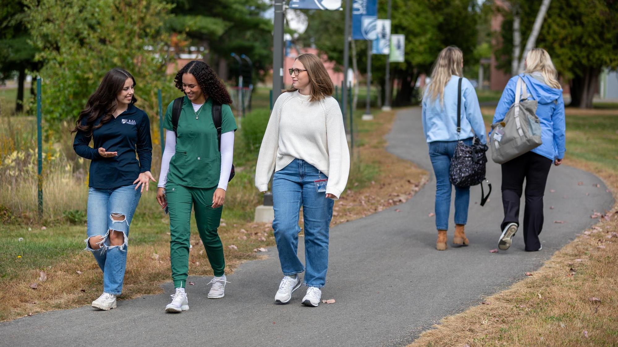 UMA students walking at UMA Bangor campus