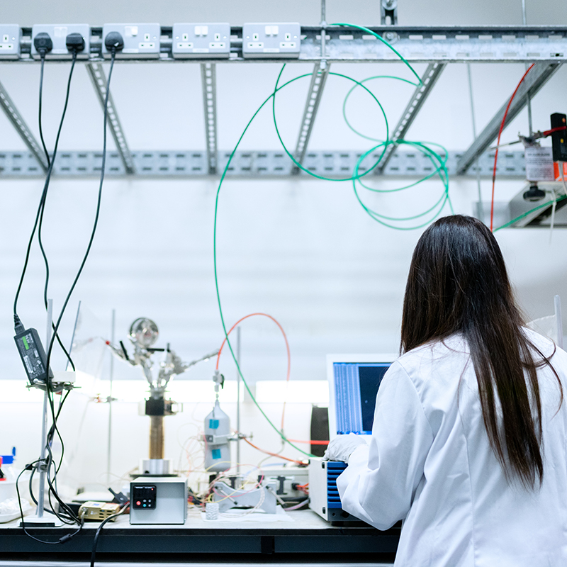 applied science student experimenting