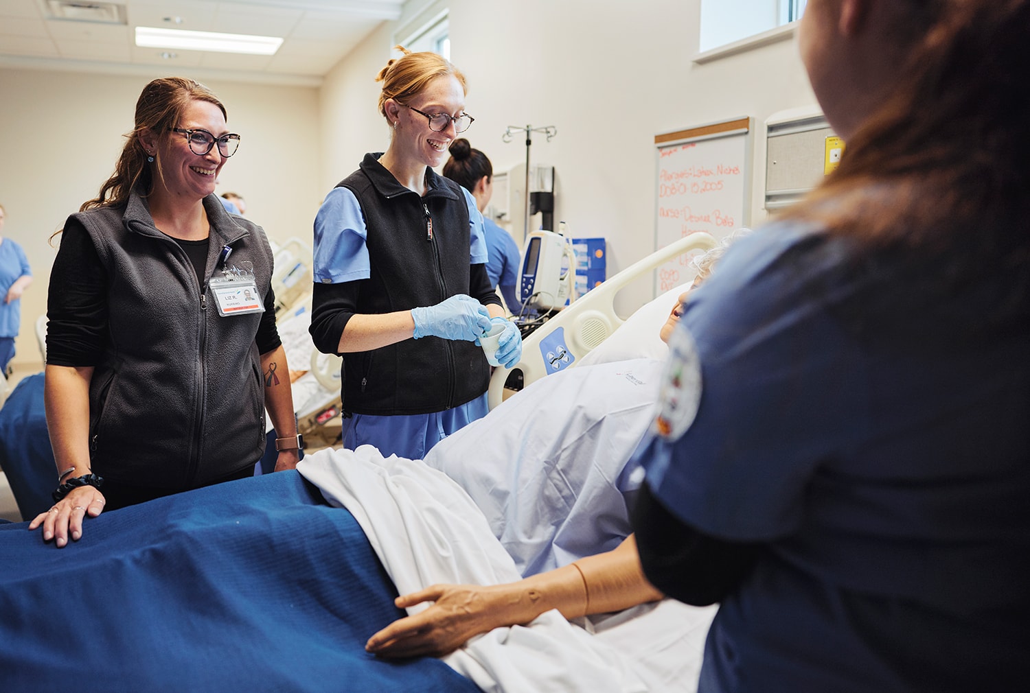 uma nursing students in capital center sim lab