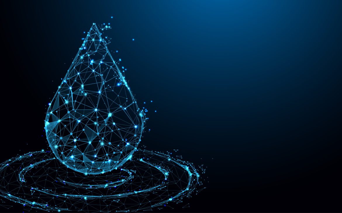 water drop form lines, triangles and particle style design. illustration vector