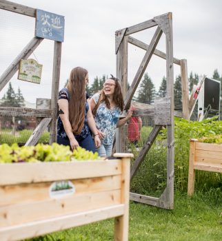 UMA students exiting the Community Garden