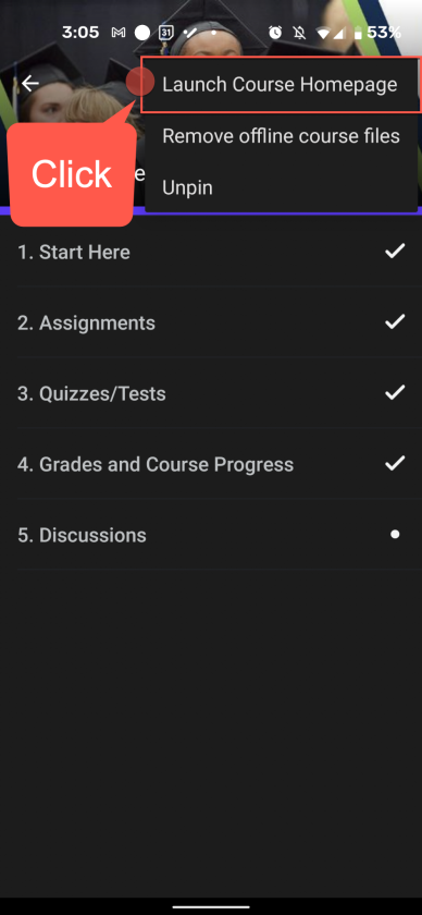 launch course homepage