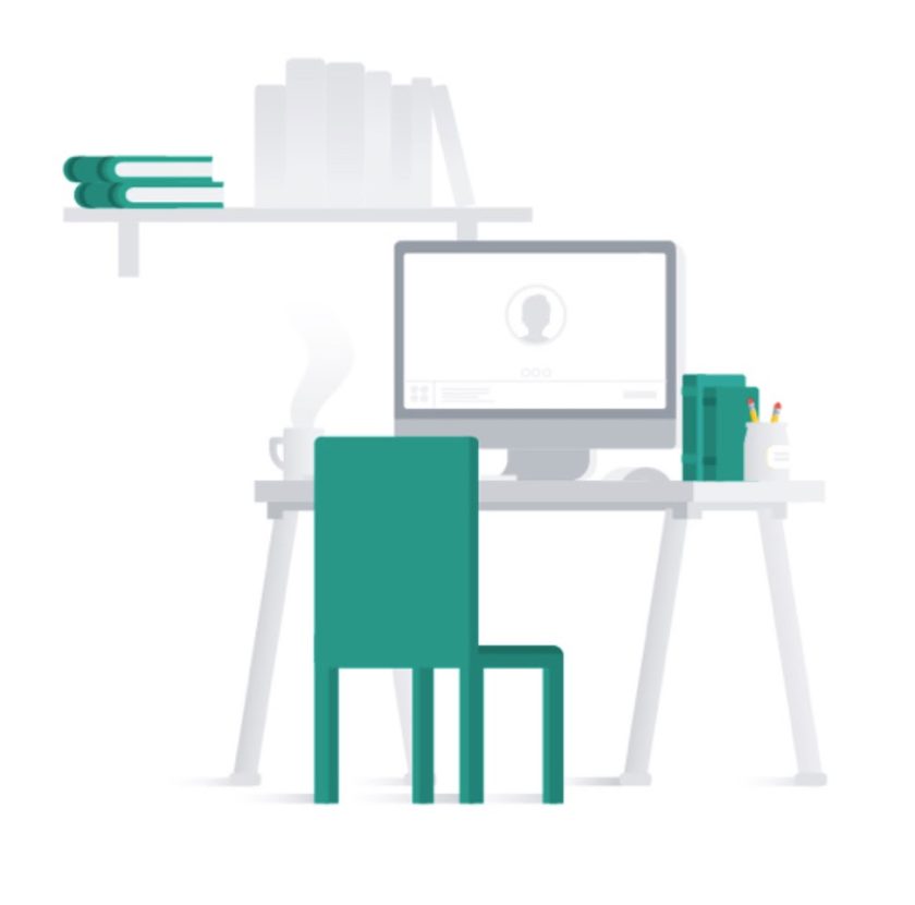 student desk and computer