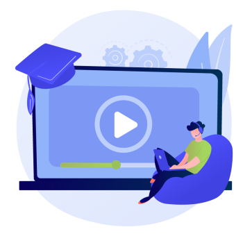 student laptop and video screen