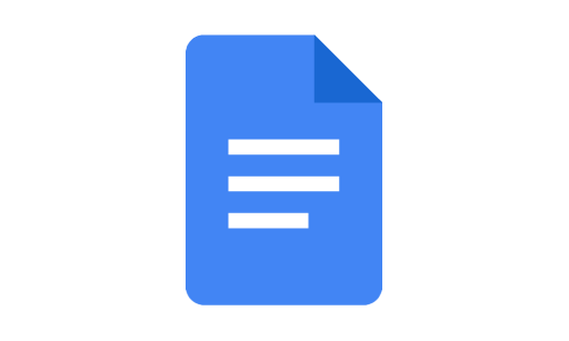 Google Docs button. A picture of a blue, rectangular document.