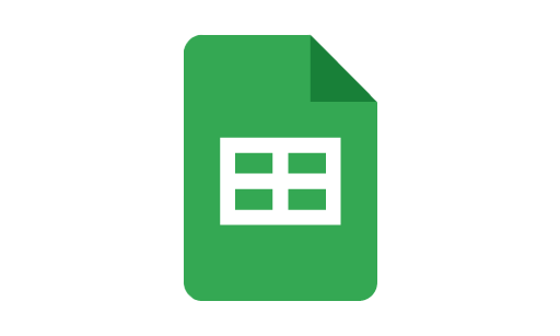 Google Sheets button. A green document. with a square inside of it, and a plus symbol inside of the square.