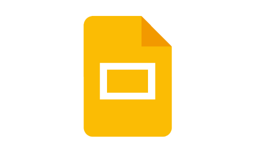 Google Slides button. An orange document, with a white rectangle inside.