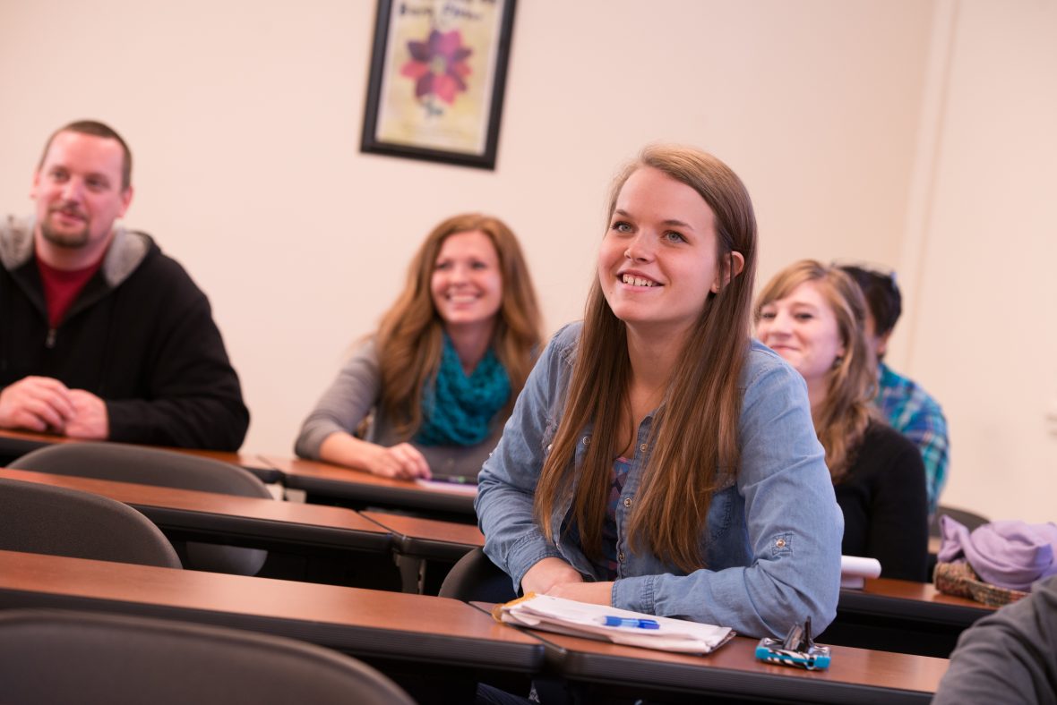 Students participating in an information session