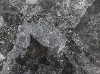 Wylie Garcia, Her Body Bends Like A Tent on Fire, 2015, ink, graphite, and gouache on paper, 22" x 30", copyright Wylie Garcia