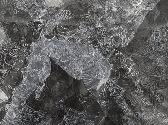 Wylie Garcia, Her Body Bends Like A Tent on Fire, 2015, ink, graphite, and gouache on paper, 22" x 30", copyright Wylie Garcia