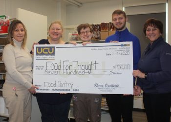USU presents check to SGA on Bangor Campus