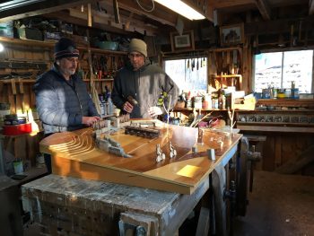 Robert Katz and Dan Mitchell in the workshop.