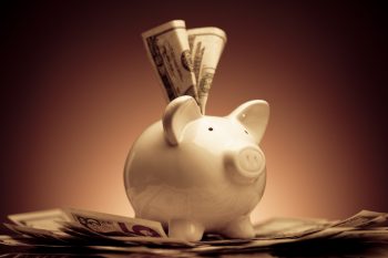 Piggy bank with money