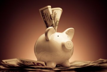 Piggy bank with money