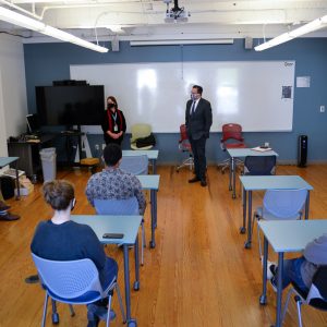 Chancellor Dannel Malloy and President Rebecca Wyke visit Handley Hall