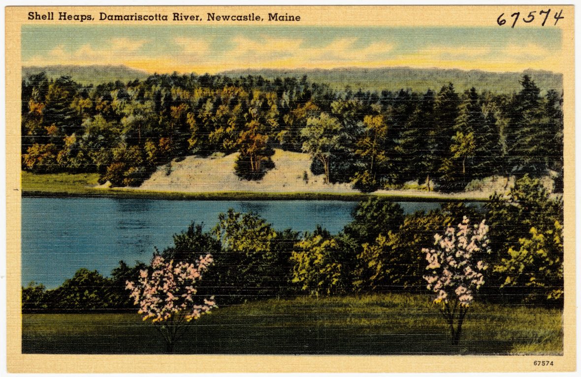 Postcard Image Titled Shell Heaps, Damariscotta River, Newcastle, Maine
