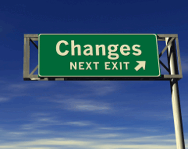 Street sign reading "Changes, next exit" with an arrow