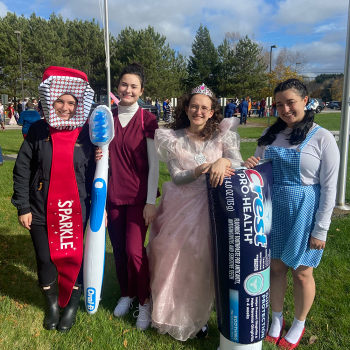 UMA-Bangor Dental Club officers and members, left to right: Lilyana, Bevin, Hannah, Riley 