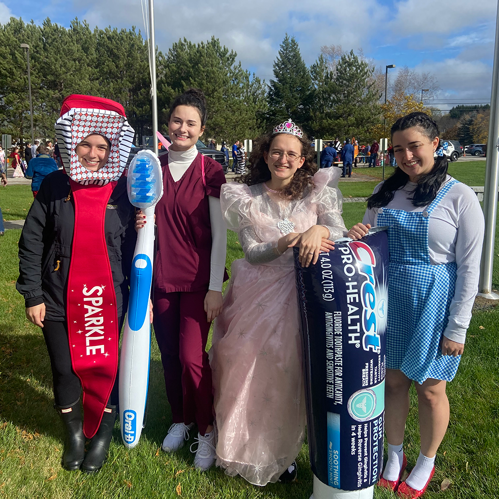 UMA-Bangor Dental Club officers and members, left to right: Lilyana, Bevin, Hannah, Riley
