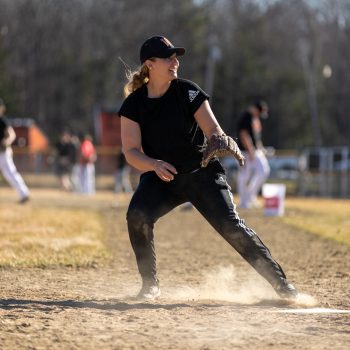 Beth LaFountain, coaching baseball practice