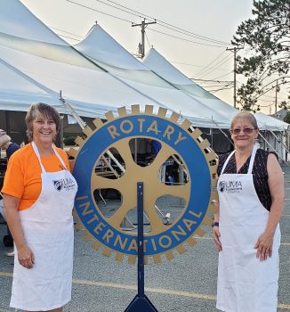 Ellsworth Center Director Lori Googins and Dean's List student Darcey Higgins at the Rotary Pancake Breakfast