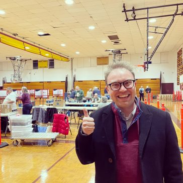 Chenette at a polling site on Election night