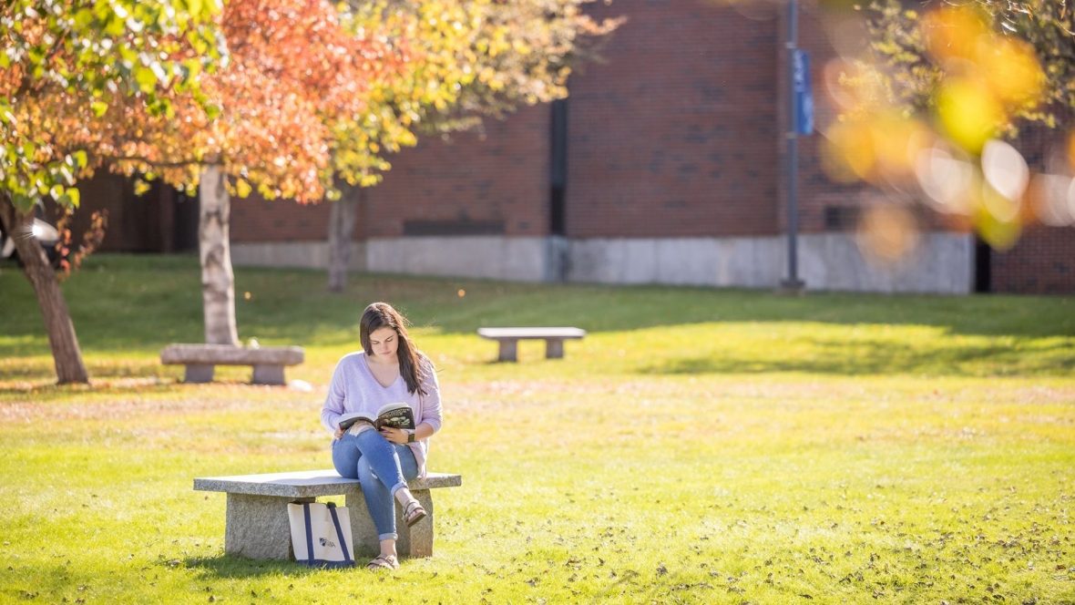 16x9student studying outdoors on augusta campus
