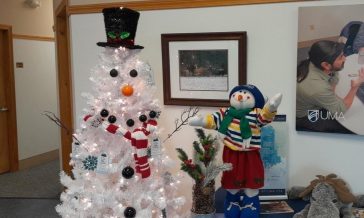 tree decorated at ellsworth center