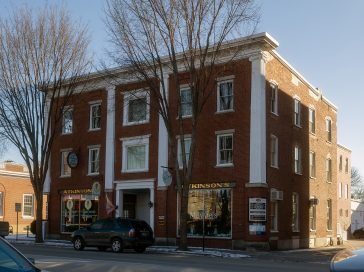 A three-story brick building, the new home of UMA’s Saco Center