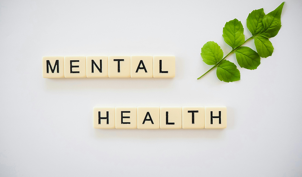 Mental Health spelled with Scrabble letters