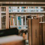 books on library shelves