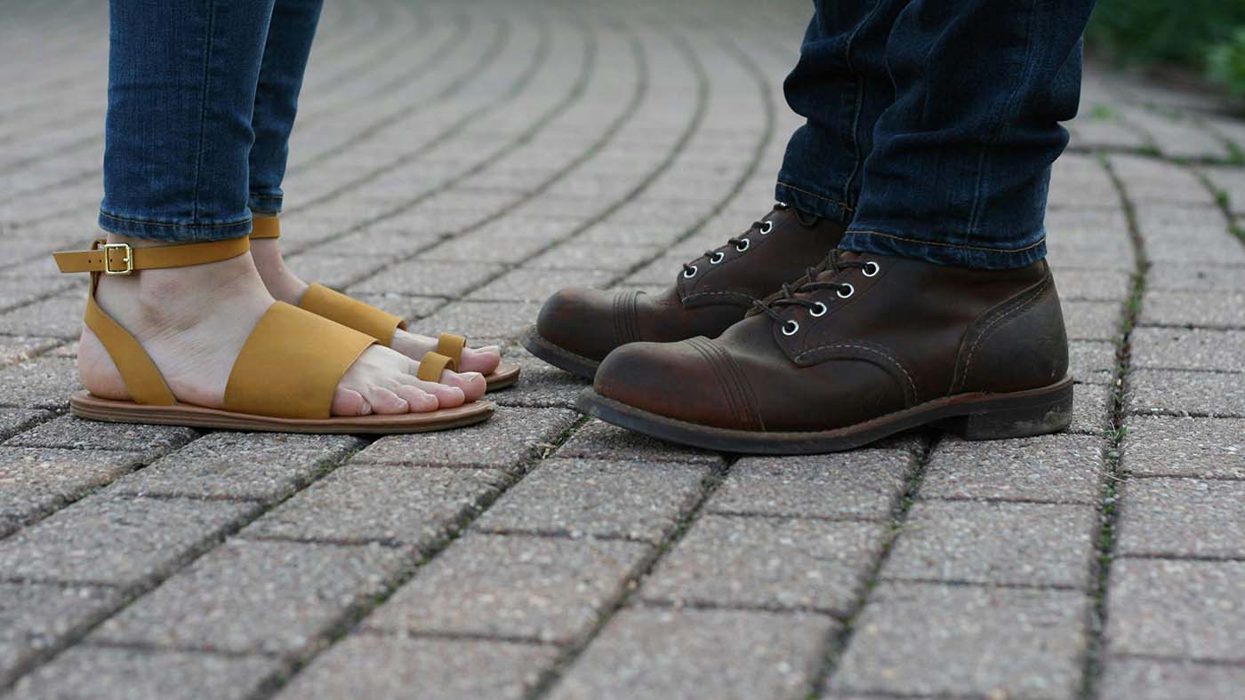 close up on a couple's shoes