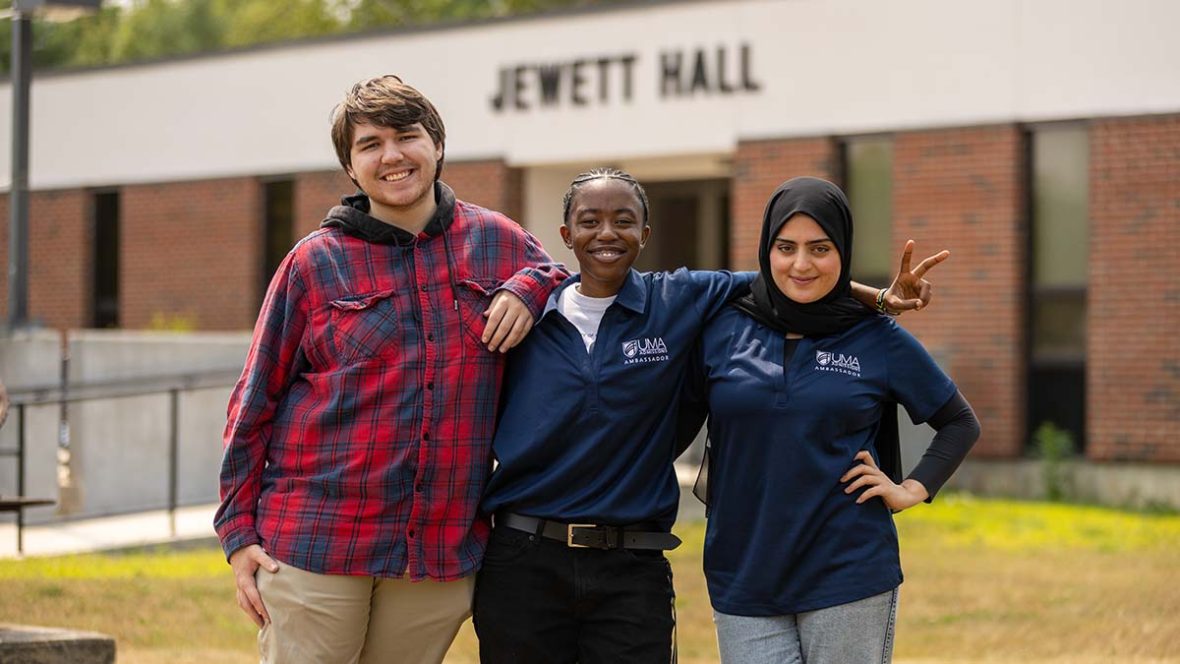 UMA students outside at Augusta campus