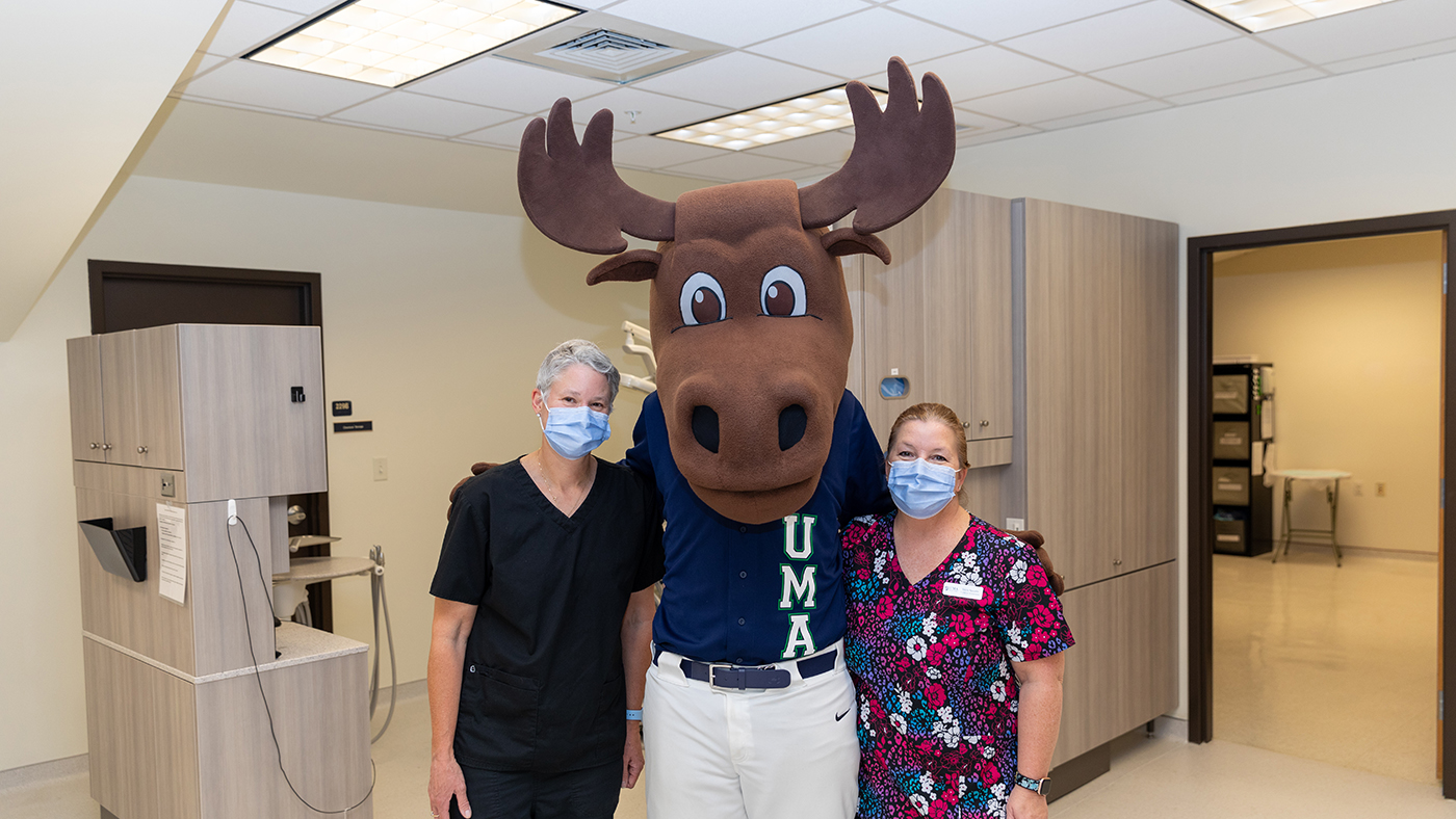 Augustus the moose at the UMA Lewiston Center dental clinic