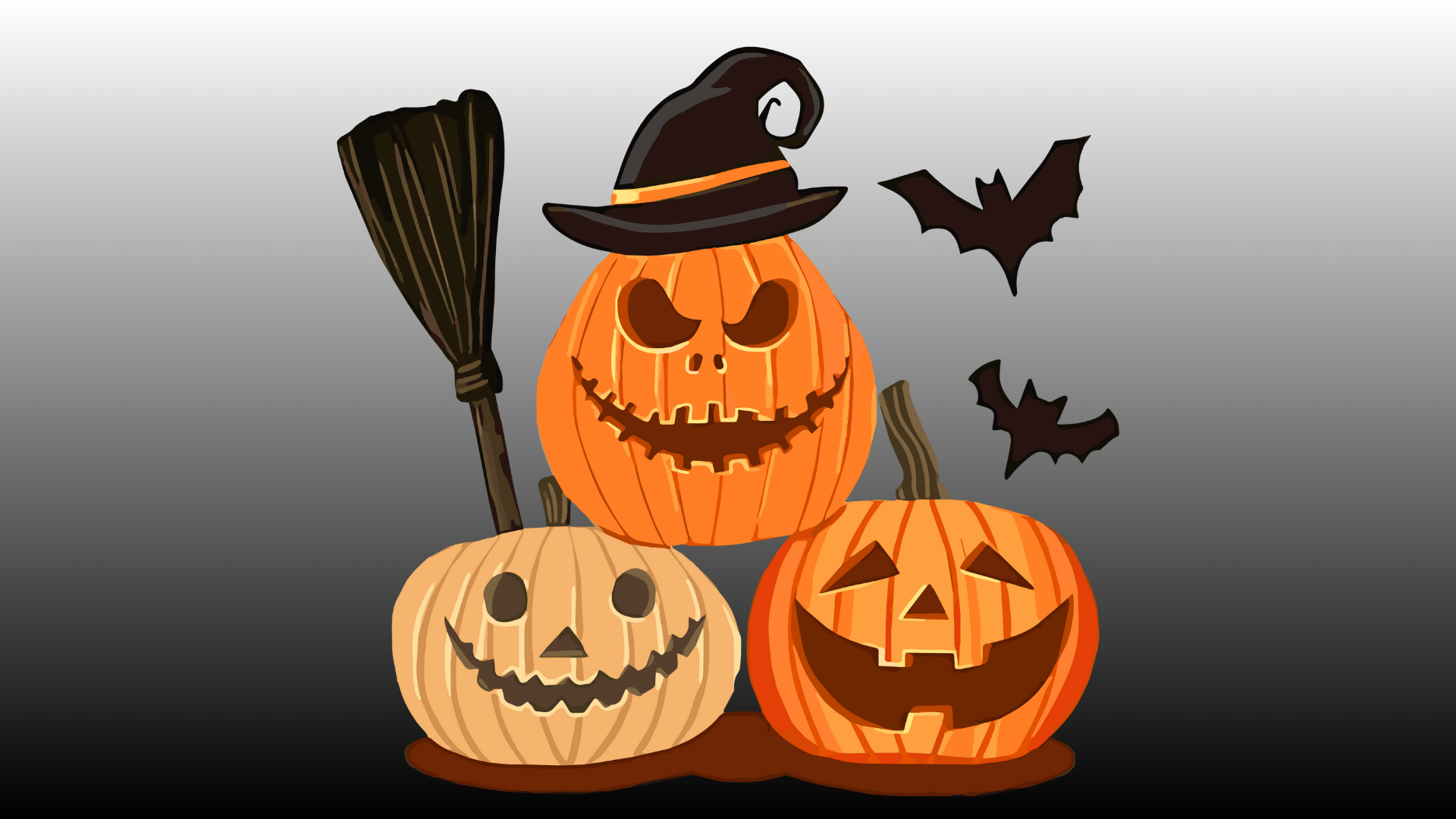 illustrated jack-o-lanterns giving spooky vibes