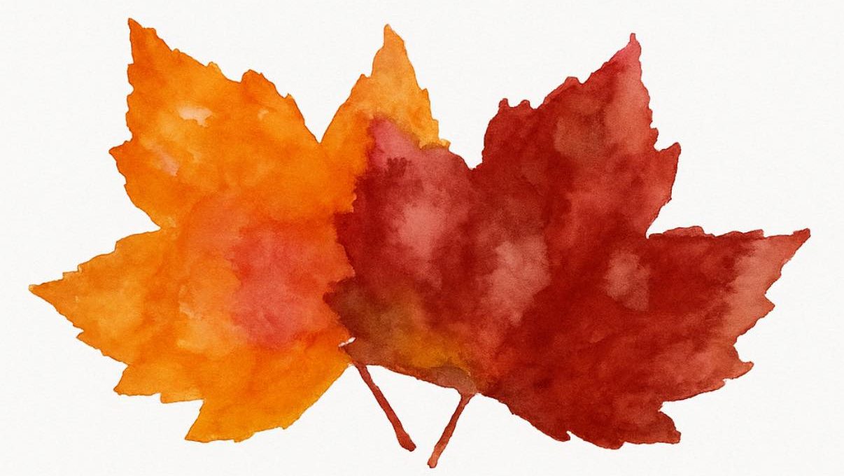 Watercolor Orange leaves