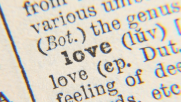 The word love in a "dictionary."
