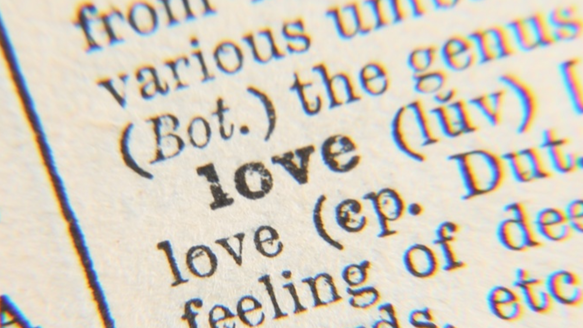 The word love in a "dictionary."