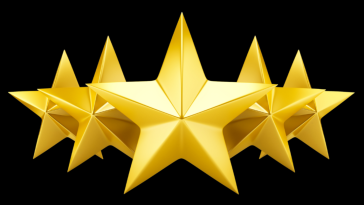 Five stars floating in a black void