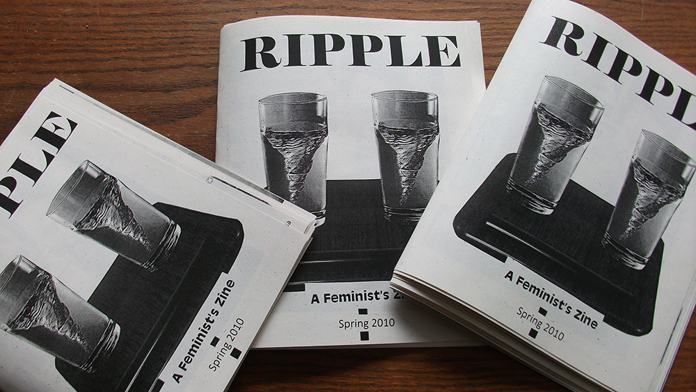 copies of Ripple zine on a table