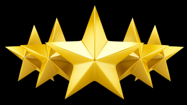 five stars with text reading "all star gallery"