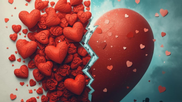 a heart split into two halves