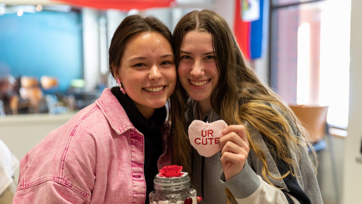 UMA students celebrate with heart shaped crafts