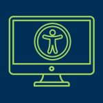 Icon of a computer monitor displaying a universal accessibility symbol of a person with outstretched arms inside a circle.