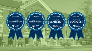 UMA President's and Dean's List badges for Spring, 2026